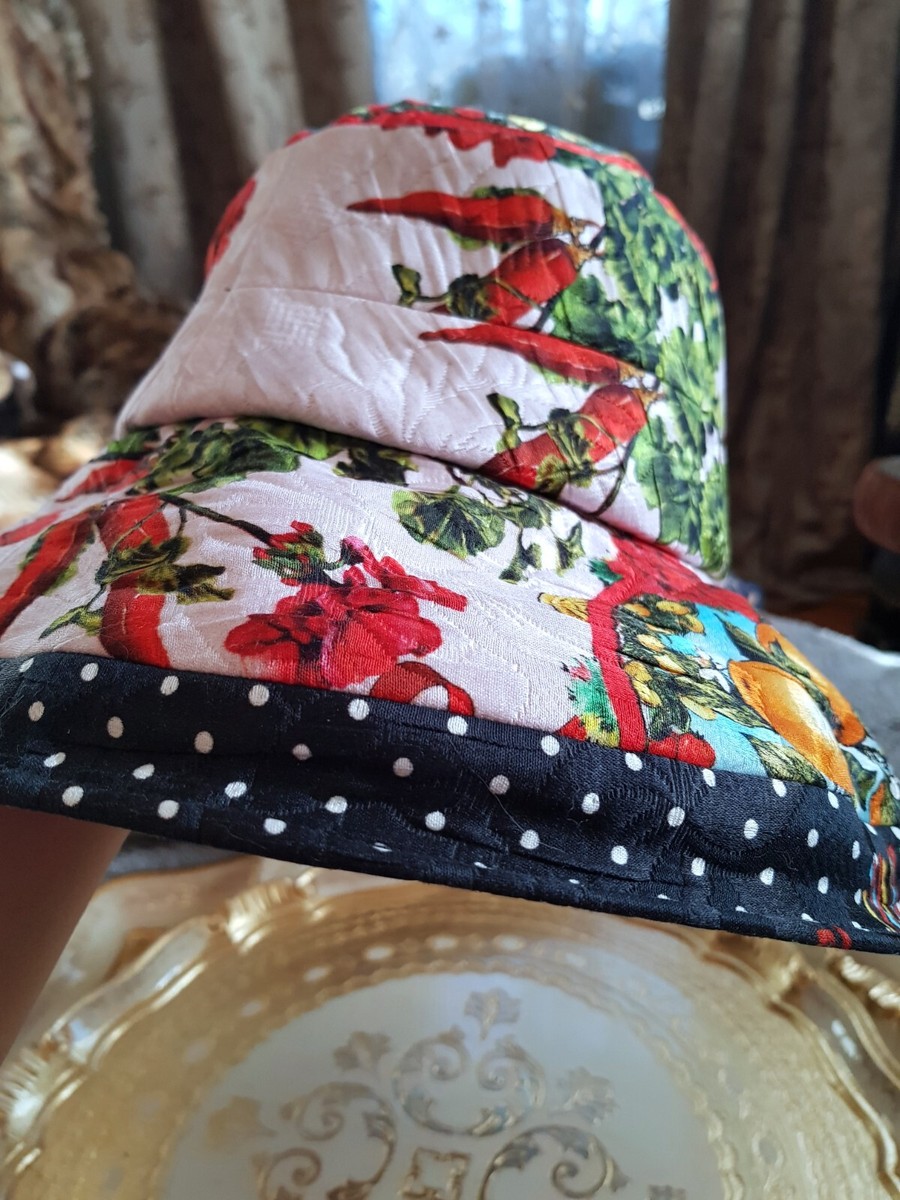 NWT $800 Dolce & Gabbana Carretto Print Wide Brim Bucket Hat