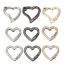 10Pcs Heart Shaped Spring Snap Clip Metal Keychains Buckle Backpacks Carabiner