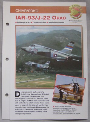Aircraft of the World Card 84 , Group 5  - Cniar/Soko IAR-93/J-22 Orao
