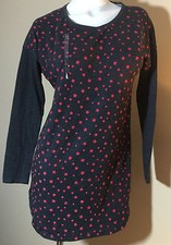 NEW Victoria's Secret Cotton Gray With Red Stars Sleep Dress Shirt Night XSmall