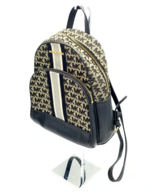 MICHAEL KORS MKロゴ バックパック ブラック Michael Kors Small Black MK Logo Canvas With Leather Trim Backpack