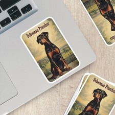 Vintage Doberman Pinscher Sticker   Durable Vinyl Sticker