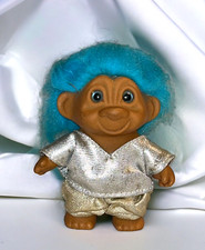 Troll Doll Russ Blue Hair Disco Troll In Original Clothing Clothes