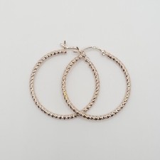 Rose Gold Plated Twisted 1'' Hoop Earrings .925 Sterling Silver -BS339