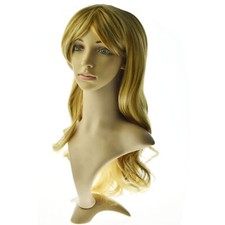 US Fashion Yellow Mix Long Curly Wavy Women Lady Cosplay Hair Wig Full Wigs