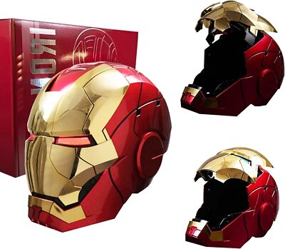 US! Autoking Iron Man Gold MK5 Helmet Electronic Voice Activated Open&Close Mask