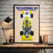 California 500 IndyCar Vintage Poster Ontario Motor Speedway Wall Art Print Gift