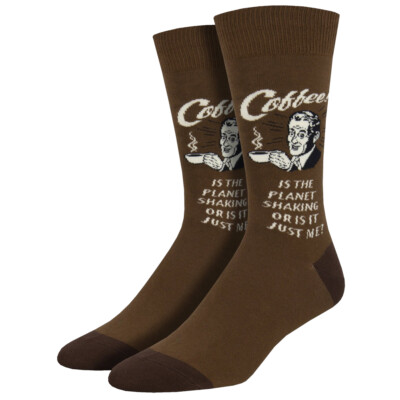 Socksmith Men's Brown Crew Socks No Beans About It Coffee Retro Spoofs Footwear