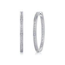 925 Sterling Silver Brilliant VVS Moissanite Huggie Hoop Earrings for Women