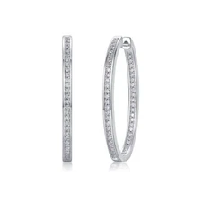 925 Sterling Silver Brilliant VVS Moissanite Huggie Hoop Earrings for Women