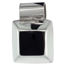 925 Sterling Silver Beveled Square Tiger Eye Slide Pendant 3/4 Inch (19mm)