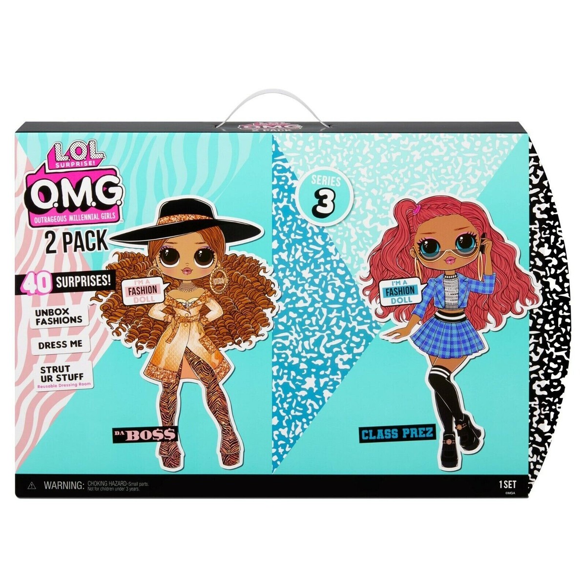 LOL Surprise OMG Fashion Doll 2-Pack DA BOSS & CLASS PREZ w/ 20