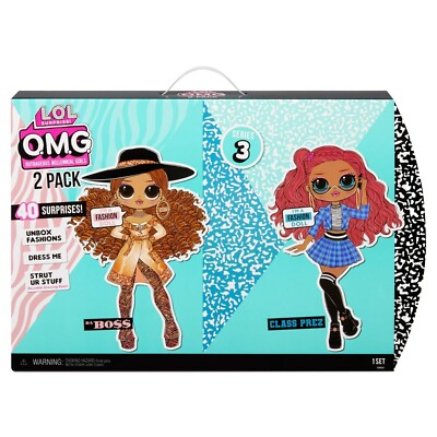 LOL Surprise OMG Fashion Doll 2-Pack DA BOSS & CLASS PREZ w/ 20