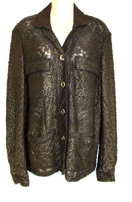 CHICOS  BROWN, GOLD-TONES SEMI-SHEER CARDIGAN BUTTON L/S BLOUSE JACKET sz:  1 /S