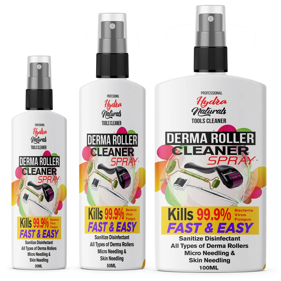 HYDRA NATURALS Derma Roller Cleaner Steriliser Tools Make up Brush Surface Spray UK