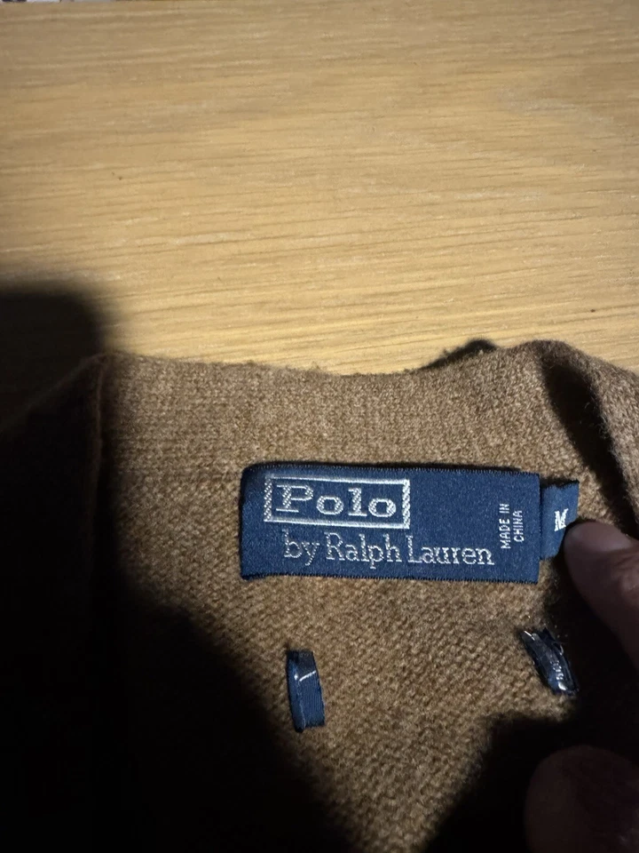 Cárdigan Polo Ralph Lauren Mediano Pata de Gallo Cuero Cachemir RRL Caballeros Tweed Foto 3 de 4
