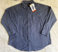 NWT Mondetta Womens 2XL Tunic Warm Fleece Button Up Shirt Jacket Blue Shacket