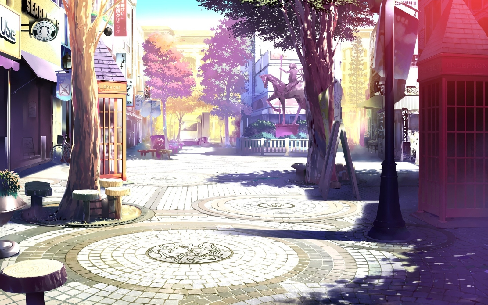 Anime town square drawing CCG Gaming Mat Desk
