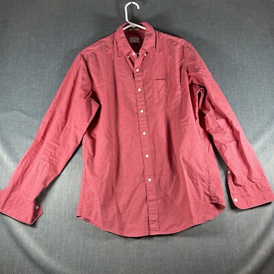 J Crew Mens Shirt Size M Pink Button Down Cotton Elastane Blend Long Sleeve