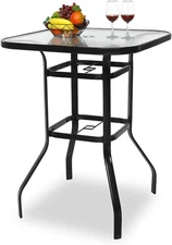 Outdoor Bar Metal Bar VINGLI Table Patio Bar Outdoor Umbrella with Hole H Table,