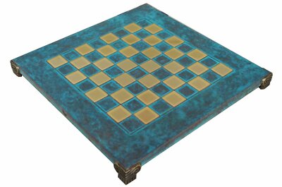 Manopoulos blau oxidiertes Schachbrett - 1,75'' Quadrate - handgefertigt in Griechenland