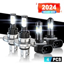 For Hyundai Accent 2000-2017 4LED Headlight Hi/Lo +Fog Light Combo 6000K Bulbs