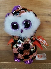 TY Flippables Checks the Owl Clip Sparkle Keychain Easy To Clip On 4" NEW