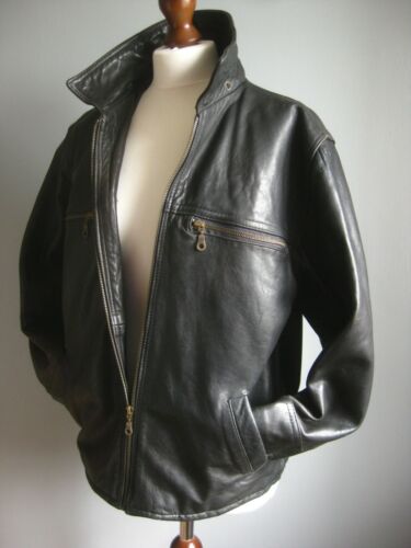 REAL LEATHER HIGHWAYMAN JACKET small 36 38 biker soft bomber distressed READ DES - Picture 1 of 12