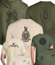 PRINTED ARMY Olive Green TSHIRT Double Sided sapper rm cdo marines diver re camu