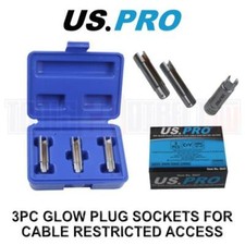 US PRO Tools 3pc Glow Plug Sockets Set For Cable Restricted Access 5647