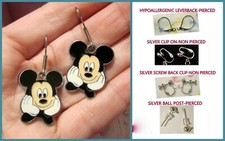 Mickey Mouse Earrings / Necklace OPTIONS Hypoallergenic OR Clip On