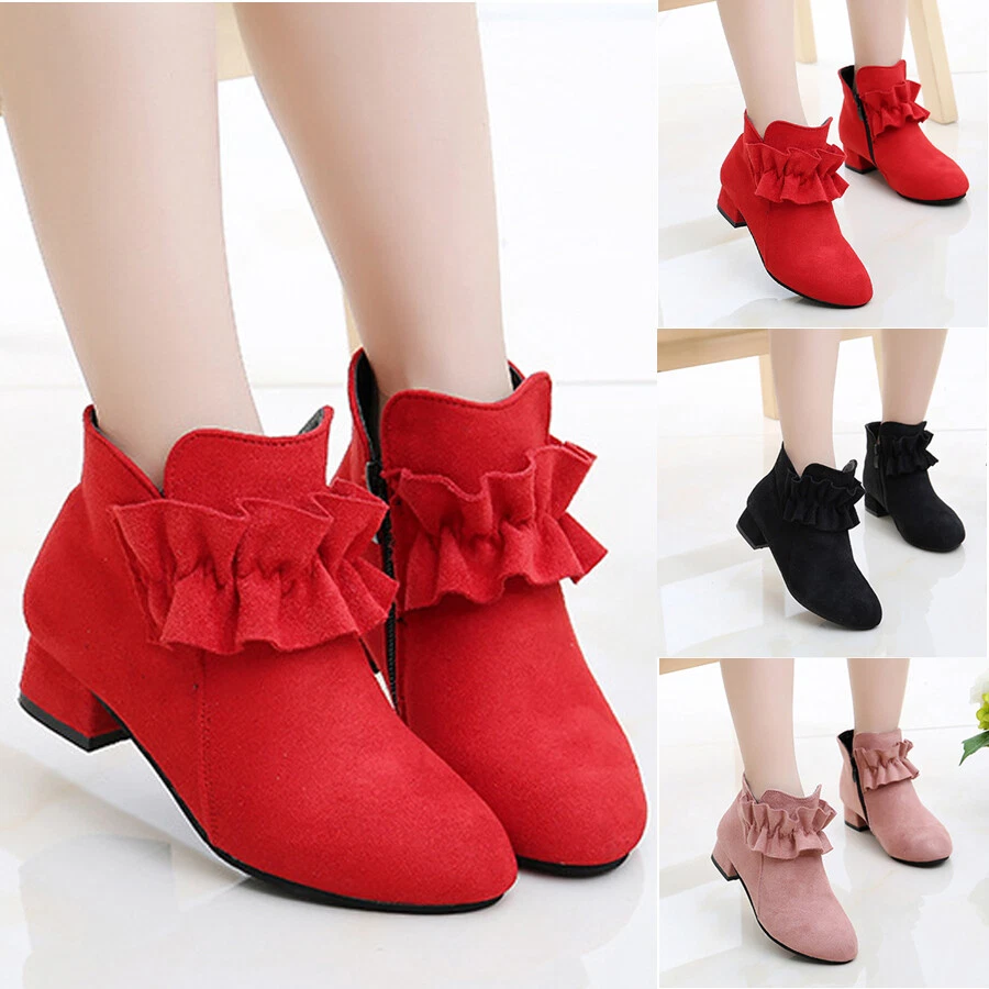 Fashion Girls Princess Ankle boots Children Kids High Heels Shoes Party Wedding