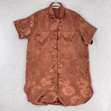 Victoria's Secret Brown Floral Print Pajama Dress Womens Short Sleeve Size M