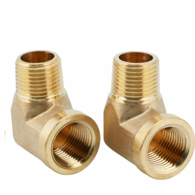 U.S. Solid 2pcs Brass Barstock Street Elbow Pipe Fitting, MNPT 1/4'' x FNPT 1/4''