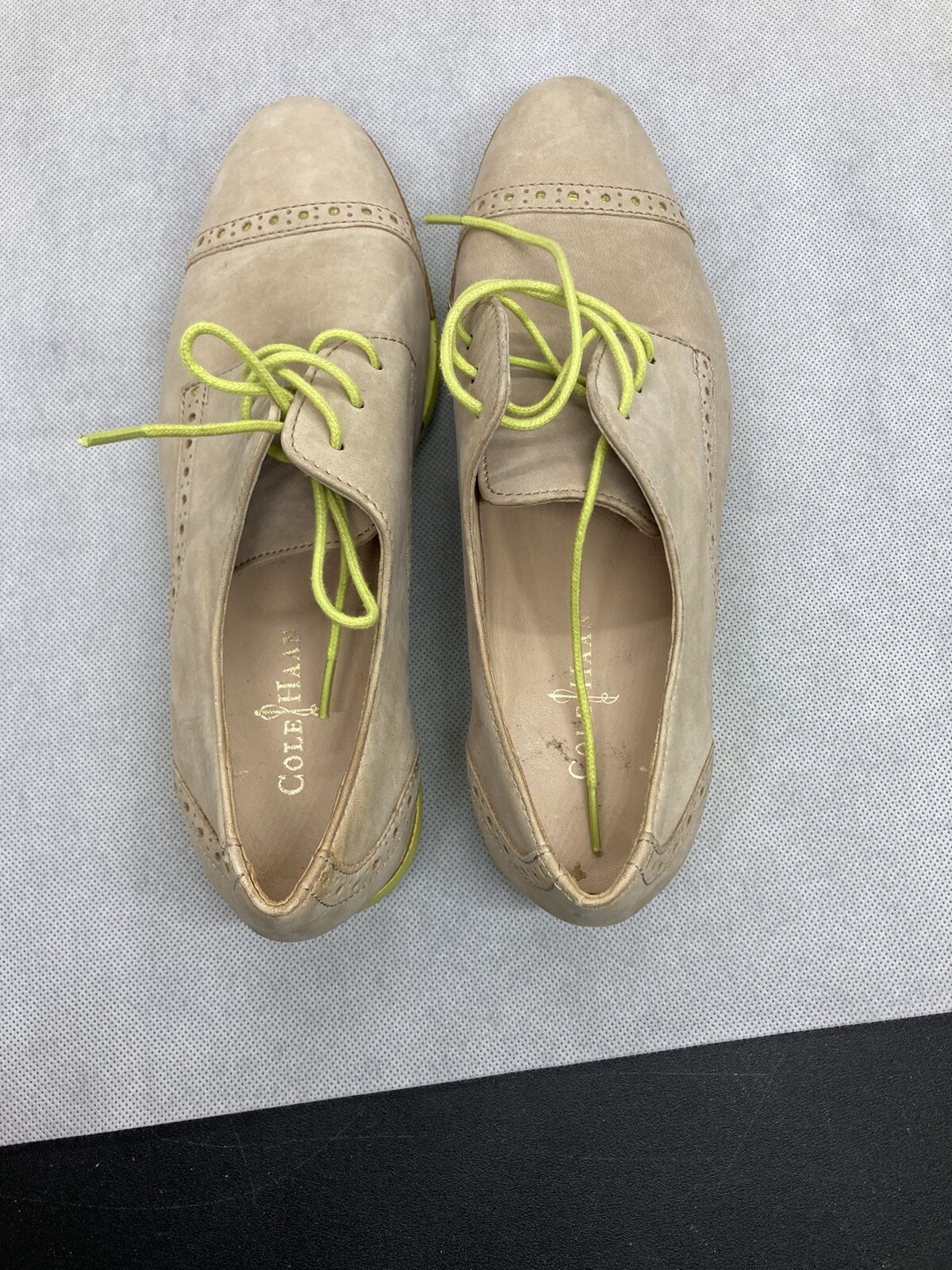 SAOLA Scarpa Cole Haan Gramercy Sandstone Lime Oxford da donna 5 1 2B punta alare punta alare