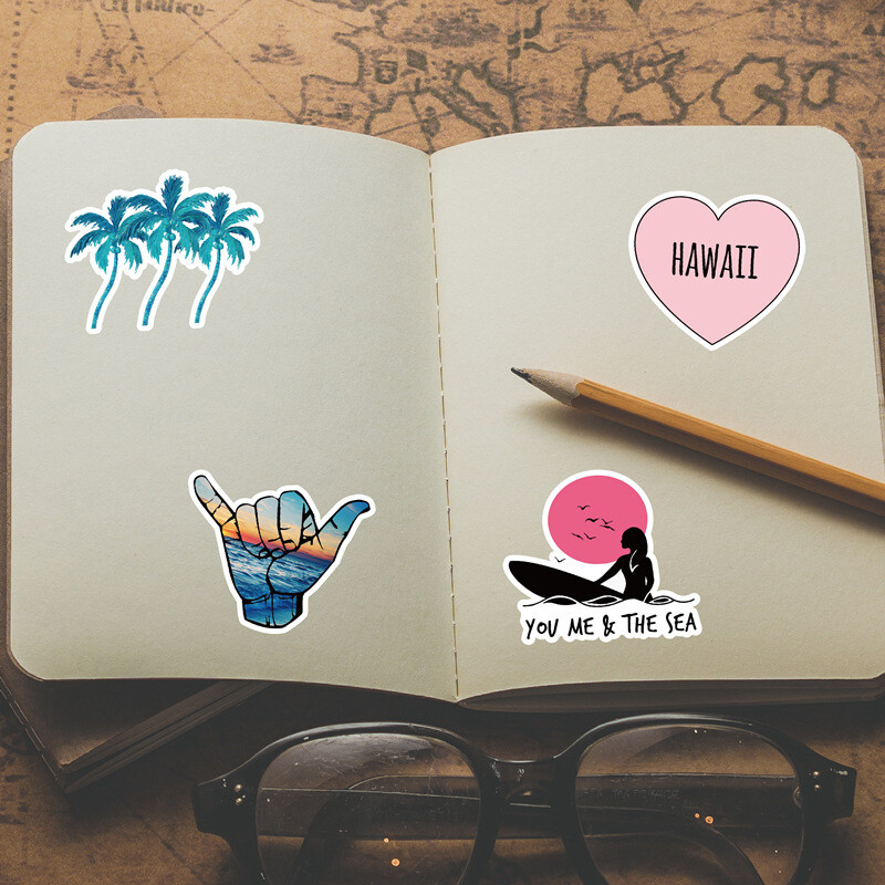 150 Pcs Summer Beach Stickers - Hawaii Graffiti Vinyl Decals For Water Bottles & Laptops