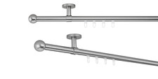 Bastone per tende su misura corsa interna sfera distanza soffitto 4 cm colore: effetto acciaio inox