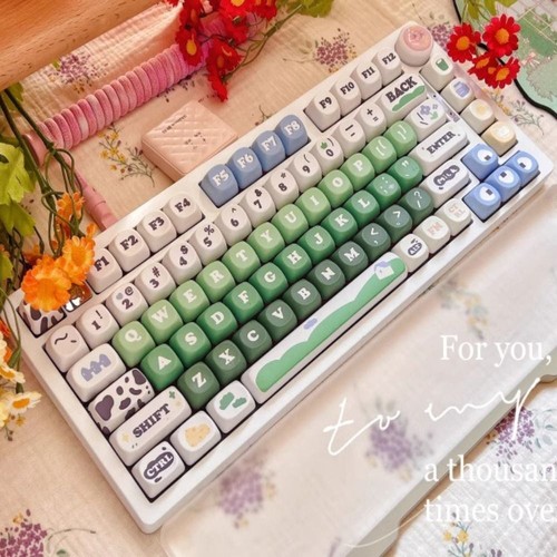 PBT Material Cow Pasture Keycaps Set 132 Keys/Set Replacement Keycaps - Photo 4/6