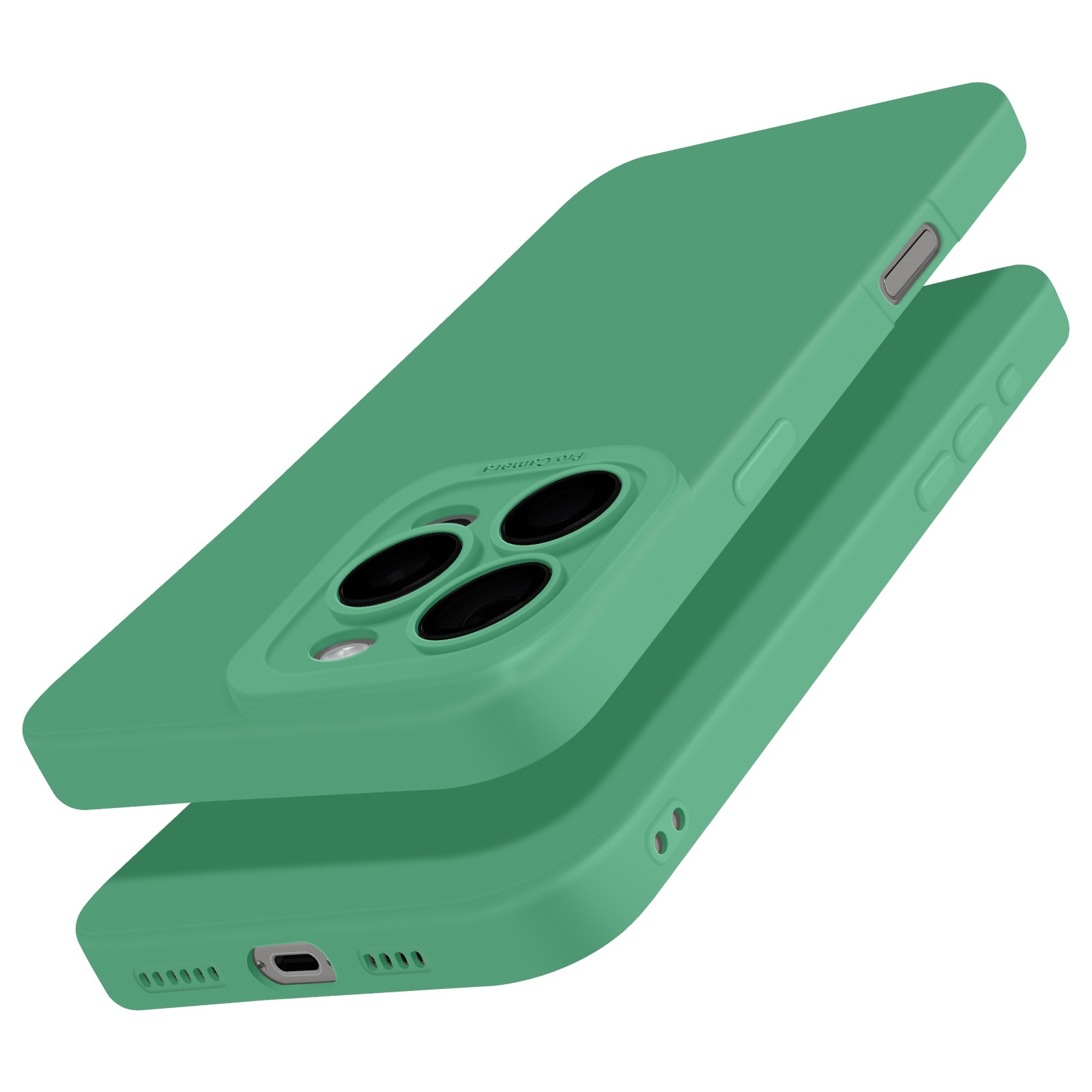 Coque iPhone 16 Pro Max silicone vert Avizar avec cache caméra amovible