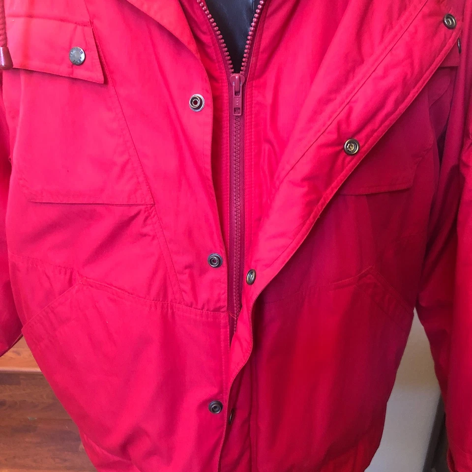 London Fog Men's Red Size XL Puffer Jacket Zip & Snap Buttons Pockets - Image 4 of 4