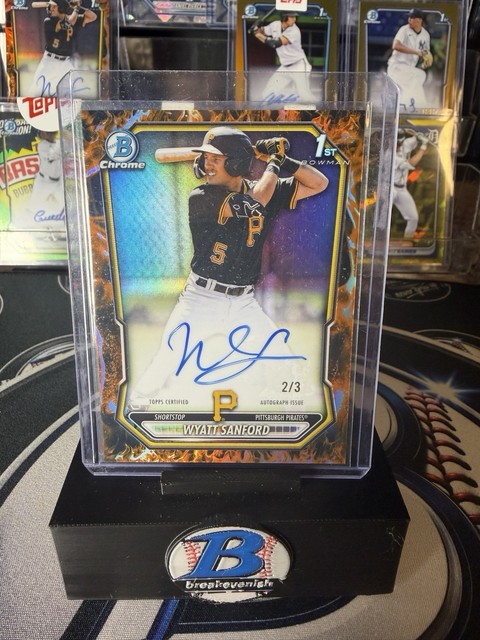 2026 Bowman Chrome Wyatt Sanford Firefractor Auto 2/3 Pirates SSP