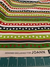Cotton Fabric  Christmas Stripes Dots Joann By The Half Yard New Quilt Craft