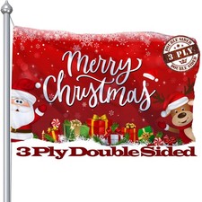 Christmas Flags 3x5 Outdoor, 3 Ply Large Merry Christmas Flags for Outside 3x...