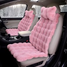 Fluffy Fuzzy Car Seat Cover Soft Cozy Fur Universal Seat Cushion Front Pink