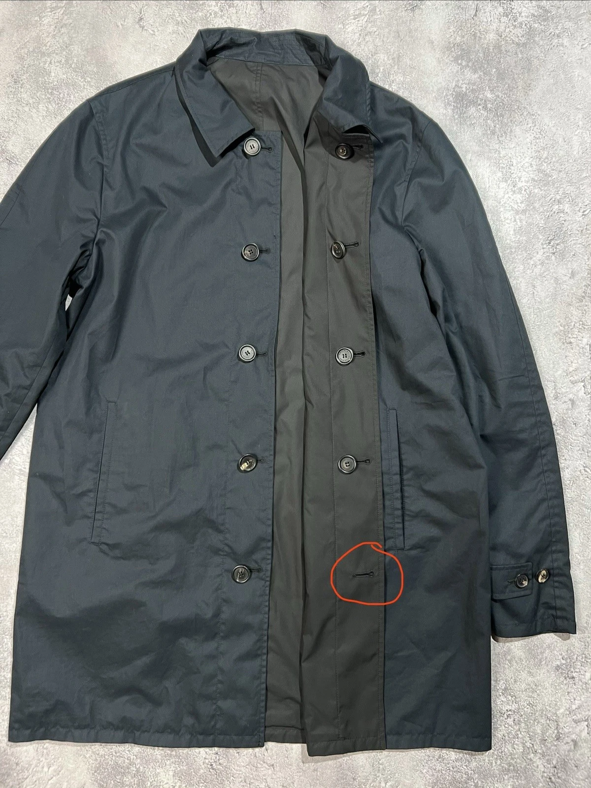 ⁠VTG Calvin Klein Collection Italy Reversible Coat Jacket Mens L 50 Dark Navy⁠ image 7