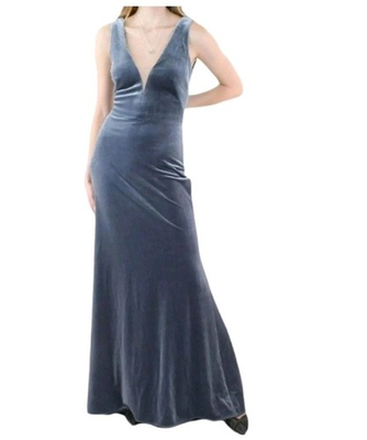 #ad #ad Aqua Formal Womens Icy Gray V neck Velvet Dress Size 8 $75.00