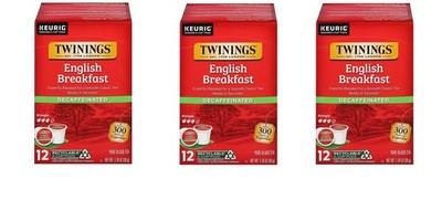 36 Count Twinings Decaffeinated English Breakfast Tea K Cup Pods exp 12/25