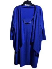 Tiana B Women’s Eyelet Dress SZ 22 Blue Accessory Necklace Attached 
