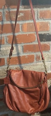 MARGOT Adelle Brown Leather Zip Flap Fold over Crossbody Hobo Bag