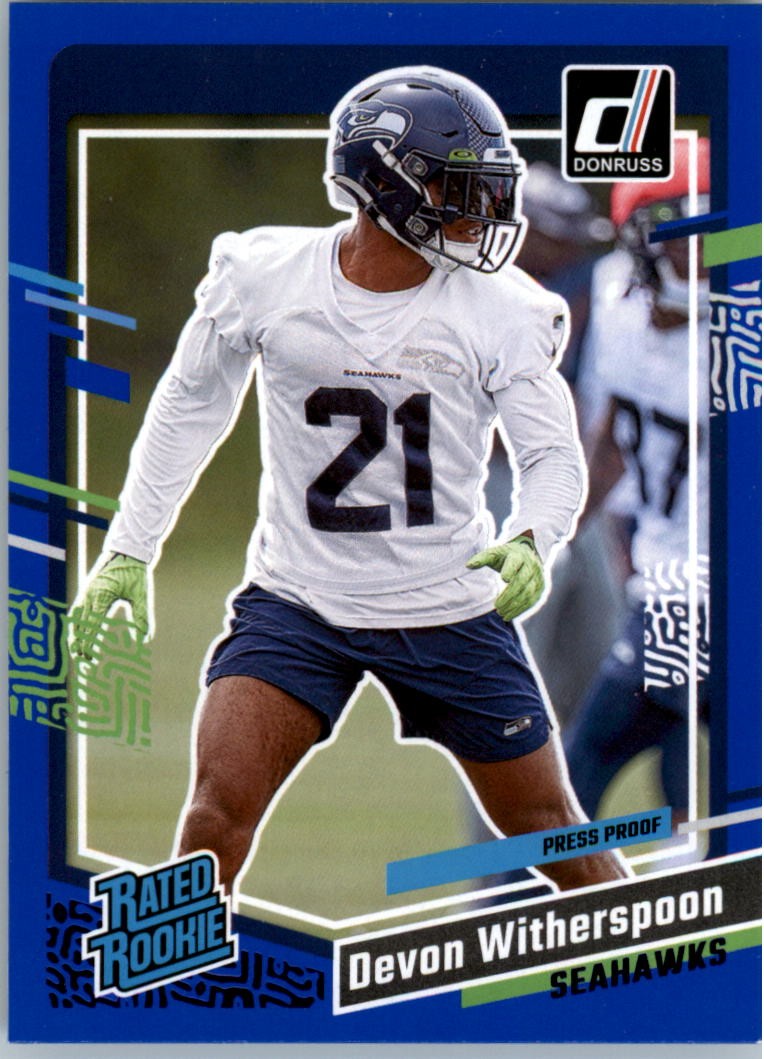 2023 Donruss Press Proof Blue #389 Devon Witherspoon RR - FB